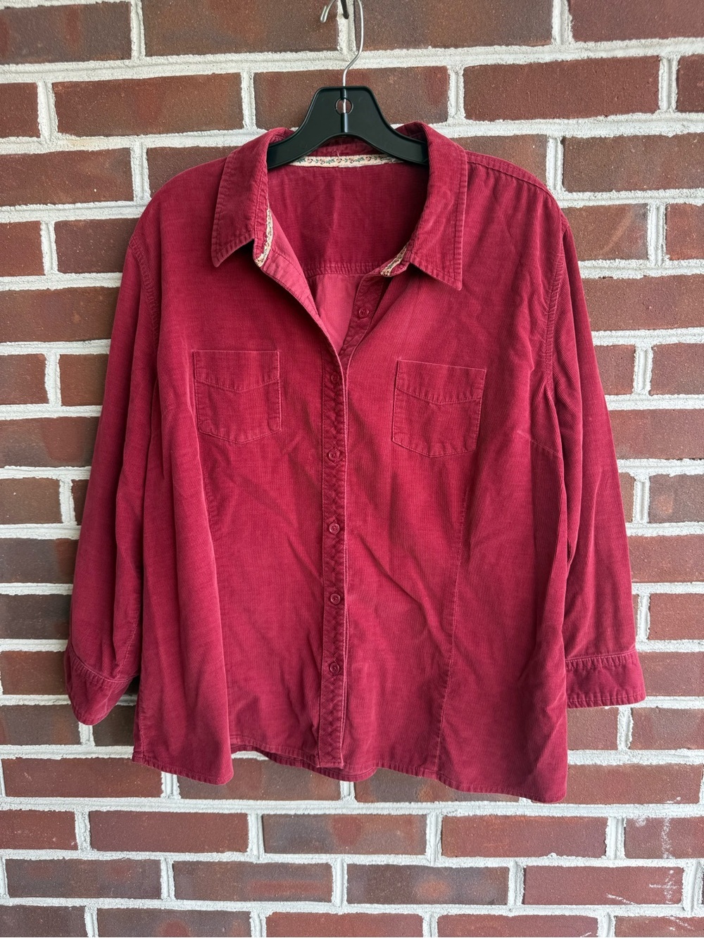 Vintage Western Style Fitted Corduroy Button-Up L